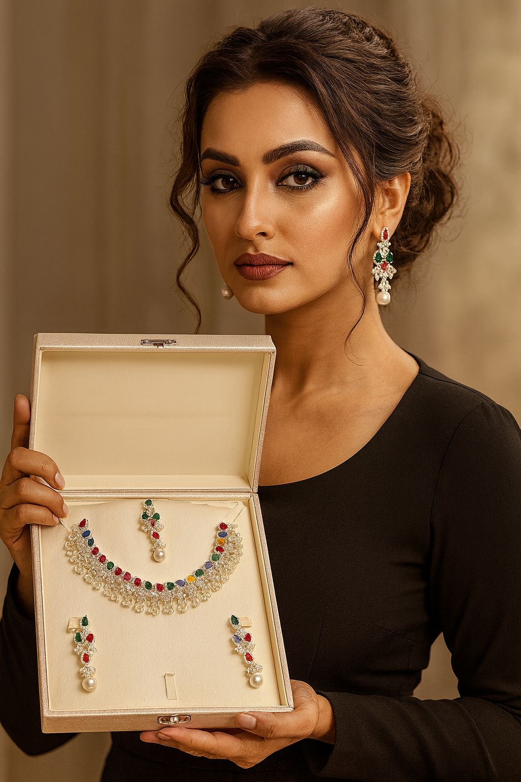 White and Golden stone with Elegant look necklace
