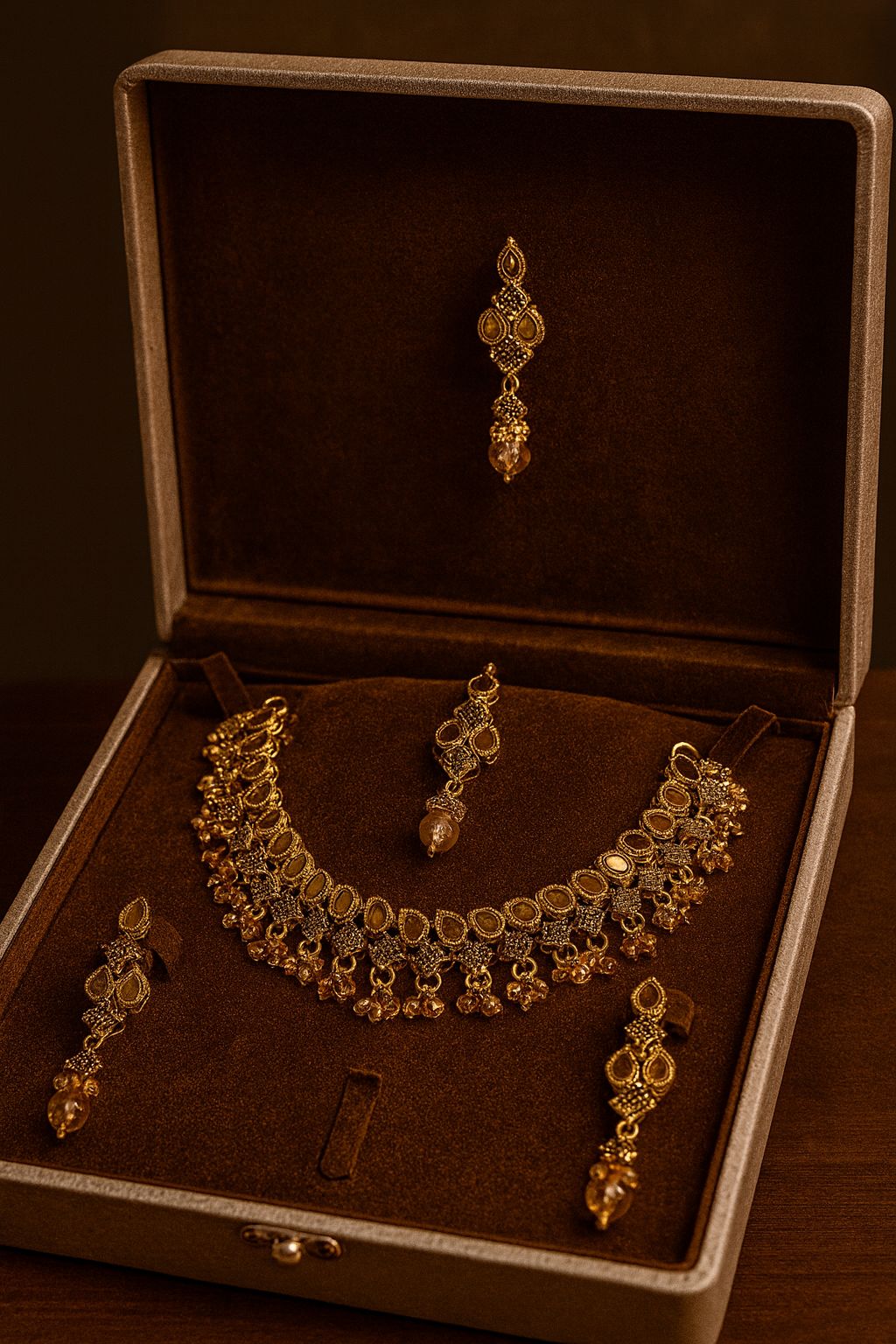 White and Golden stone with Elegant look necklace