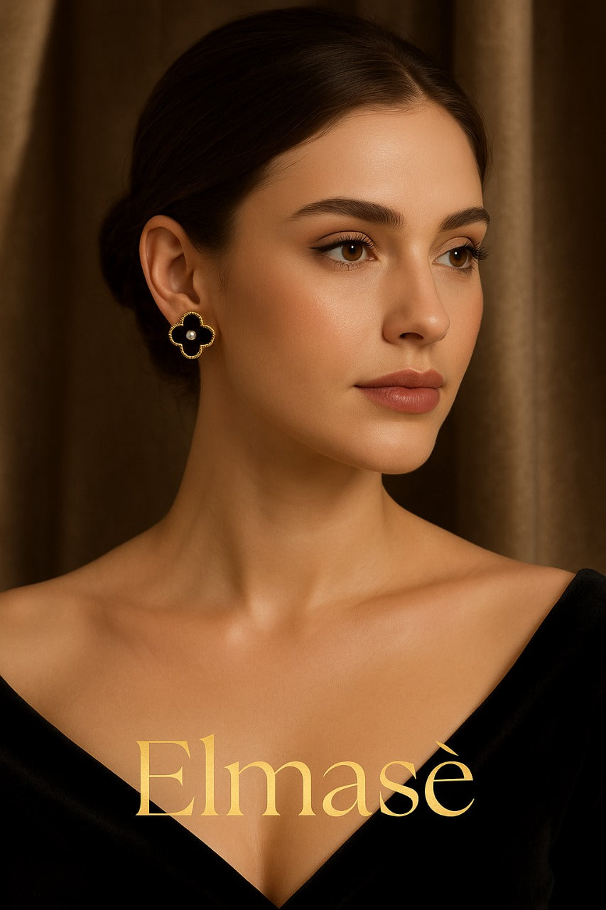 Stainless Steel Black ear studs
