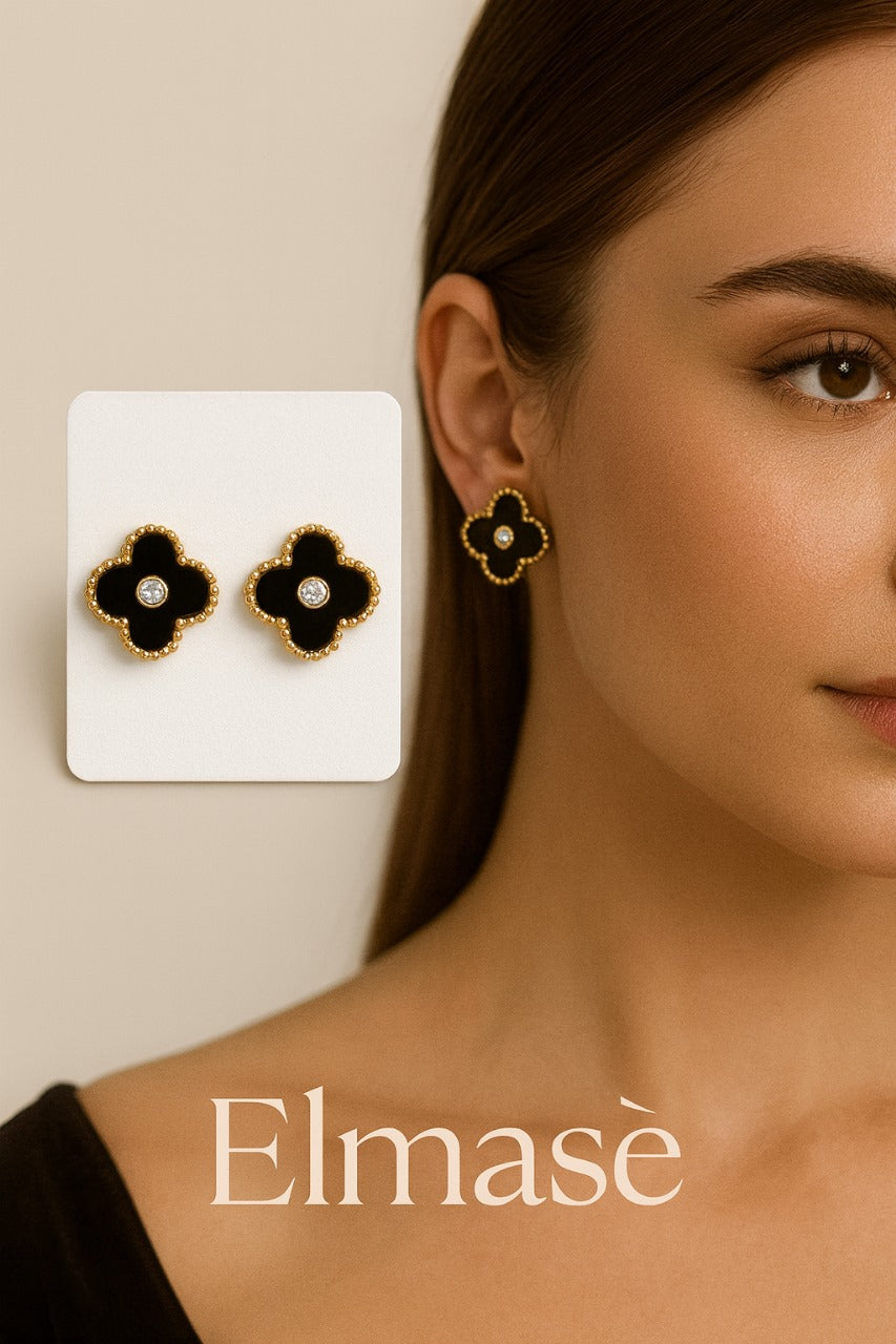 Stainless Steel Black ear studs