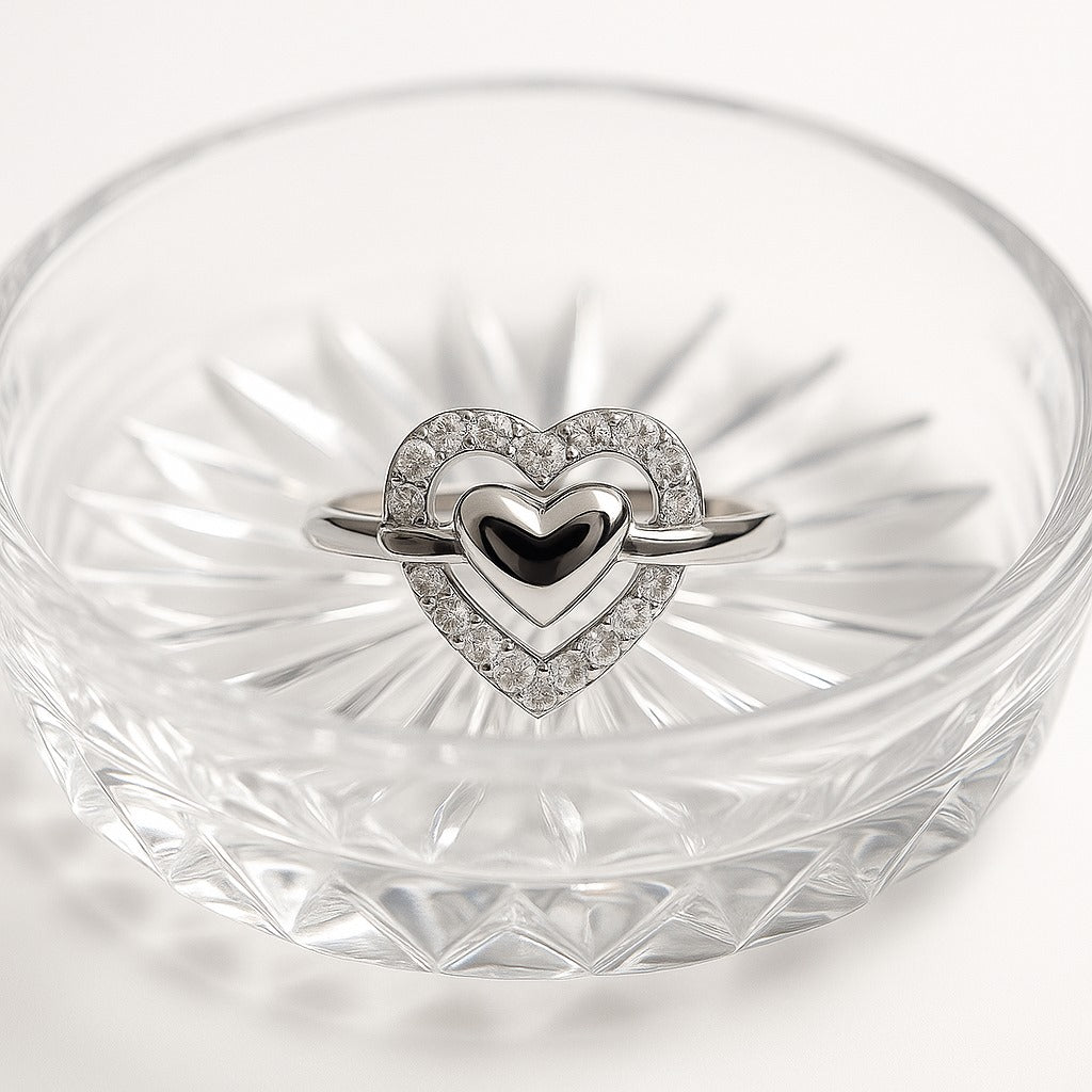 Sparkling Double Heart Ring