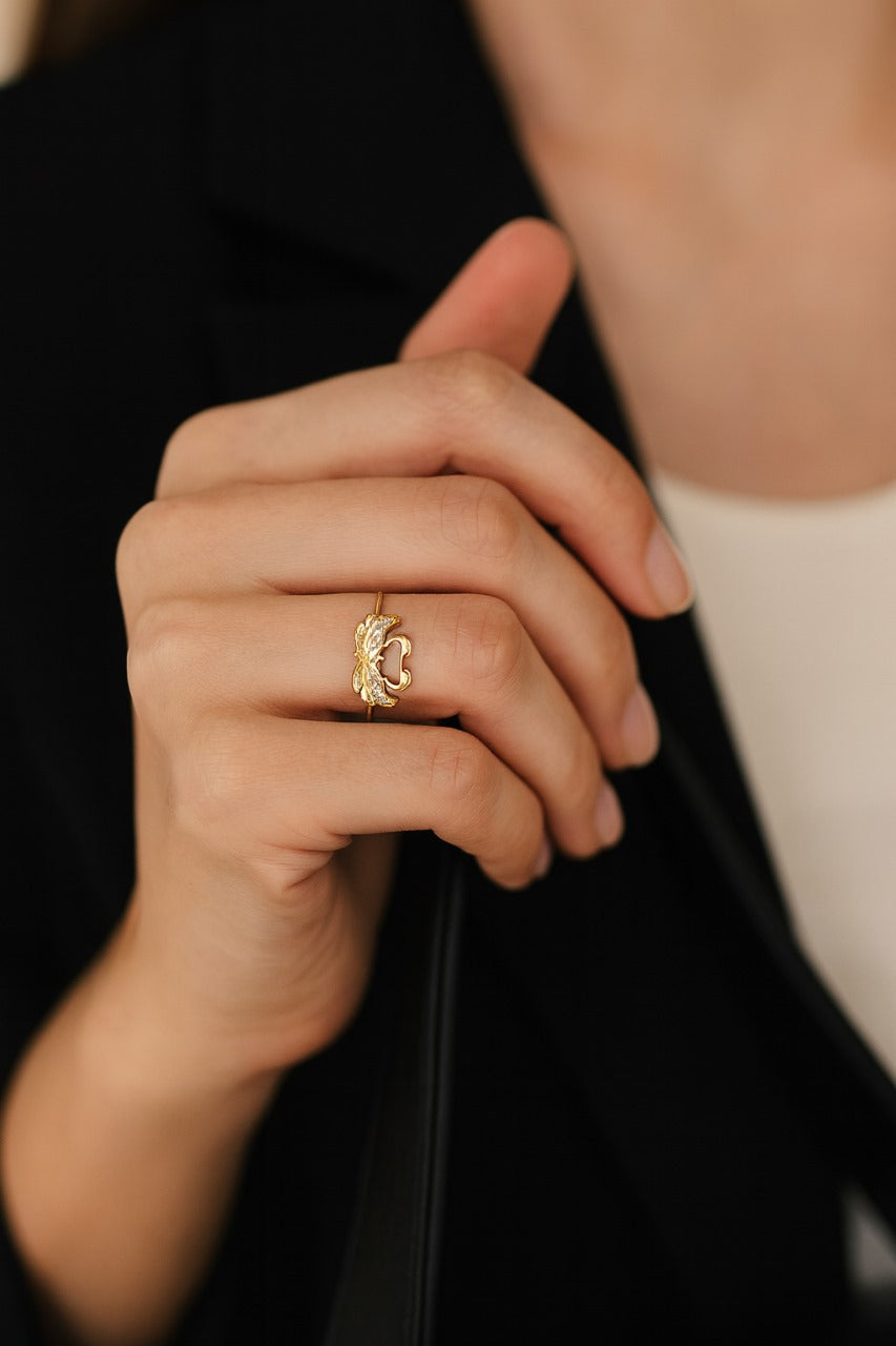 Golden Swan Love Ring