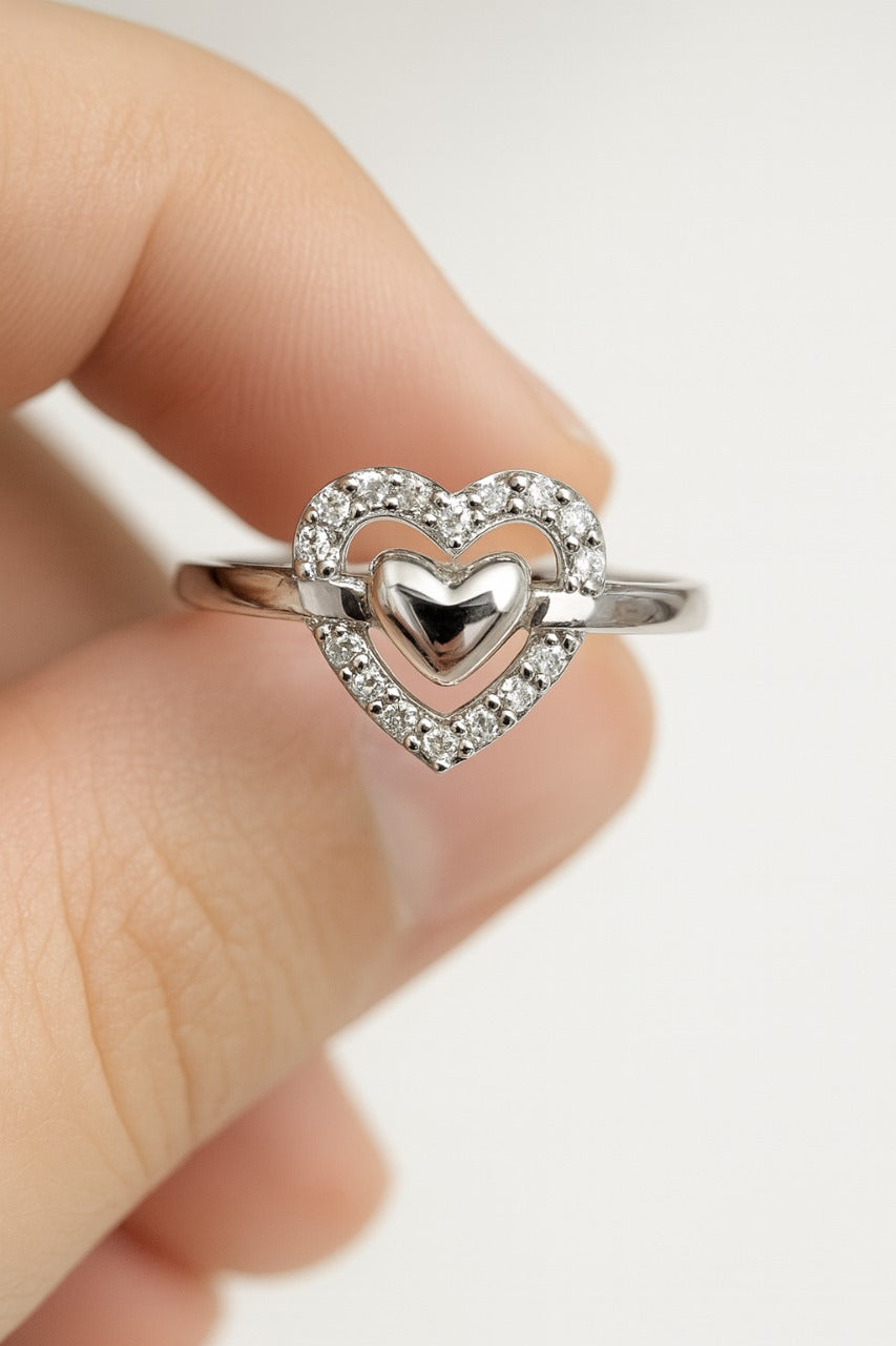 Sparkling Double Heart Ring
