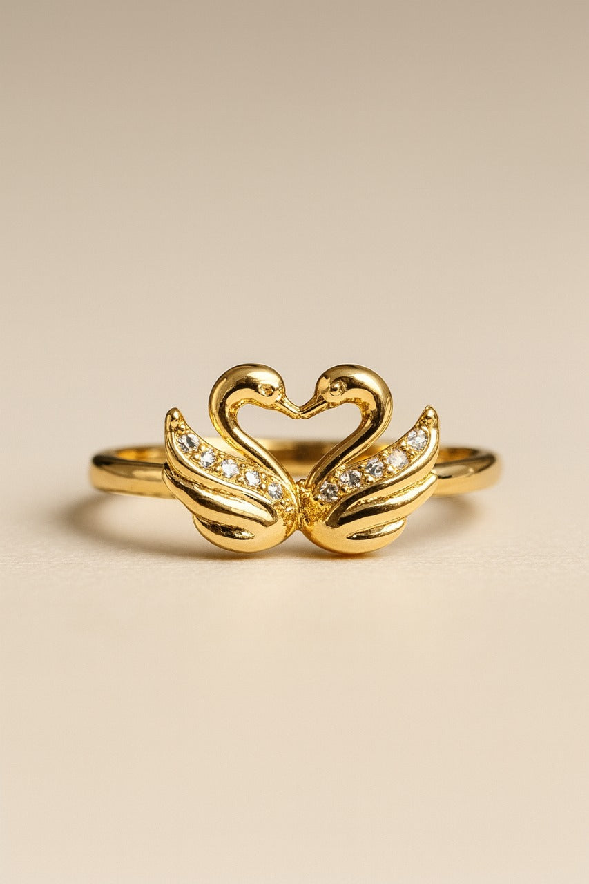 Golden Swan Love Ring
