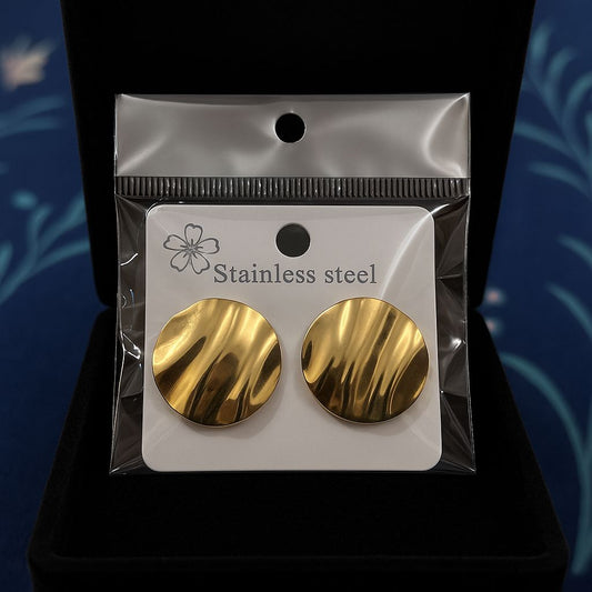 Stainless steel golden ear studs
