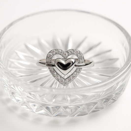 Sparkling Double Heart Ring