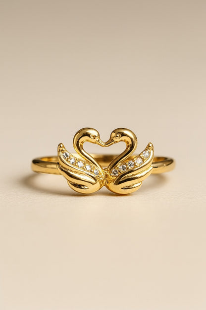 Golden Swan Love Ring