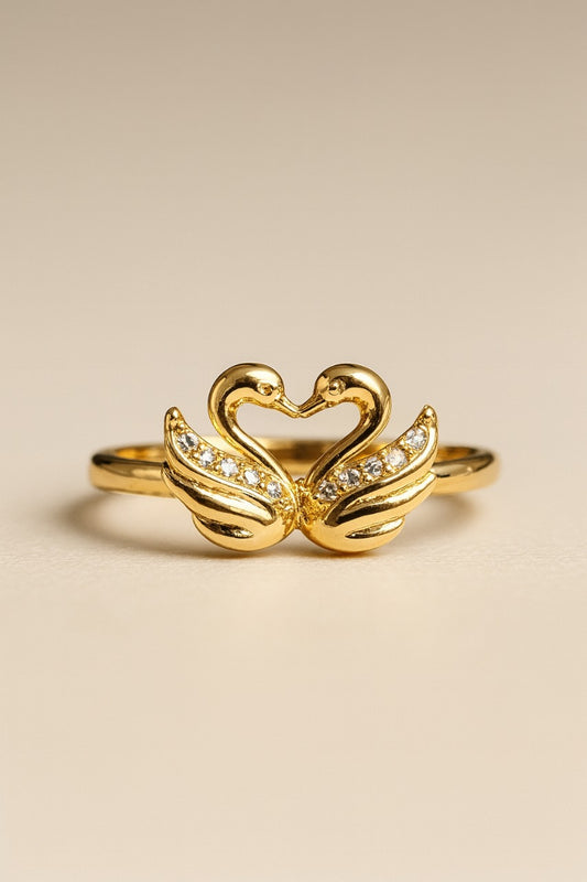 Golden Swan Love Ring